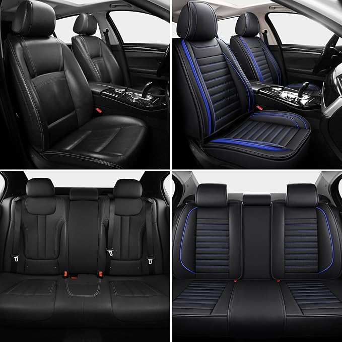 Leather Car Seat Covers Full Set, Universal Faux Leather Car Seat Covers 5 Seats - Image 3