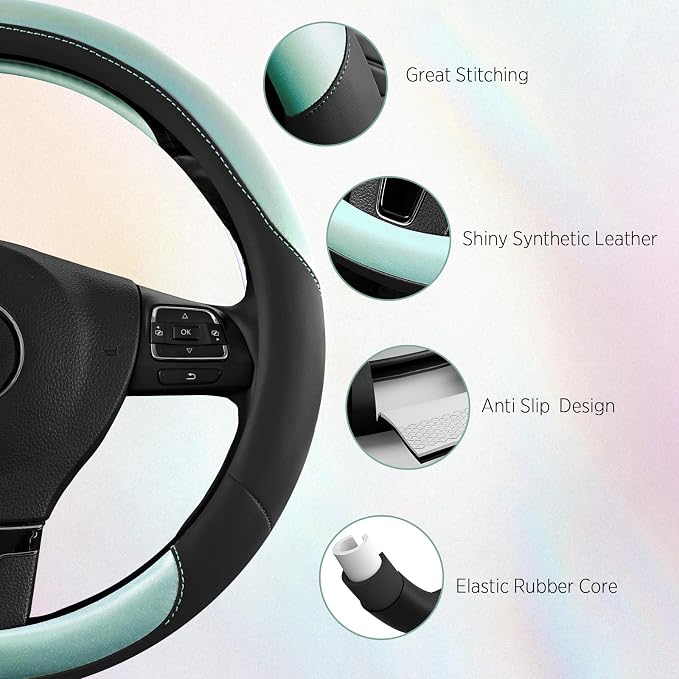 Road Comforts Steering Wheel Cover – Breathable Leather Steering Wheel Cover - Image 5