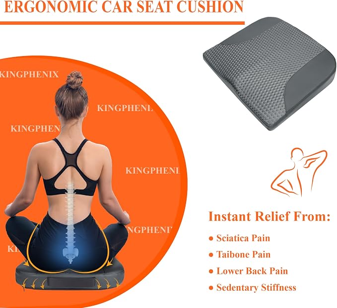 kingphenix Premium Car Seat Cushion, Memory Foam Driver Seat Cushion to Improve - Image 8