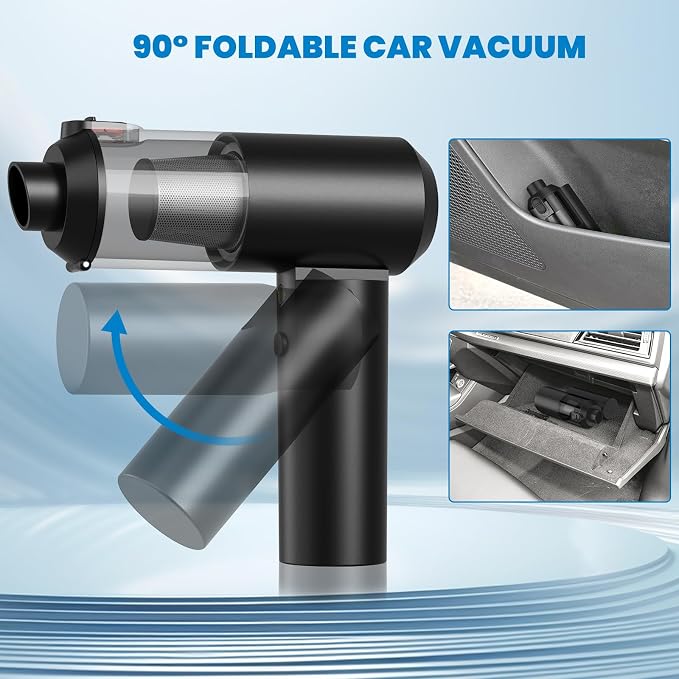 90° Foldable Car Vacuum Portable Cordless 16000PA, 4-in-1 Mini Vacuum Cleaner - Image 6