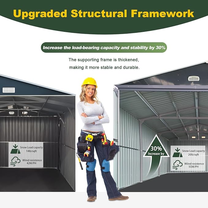 Metal Garage Shed 20x13 FT, Sheds & Outdoor Storage Clearance, Outdoor Storage - Image 4
