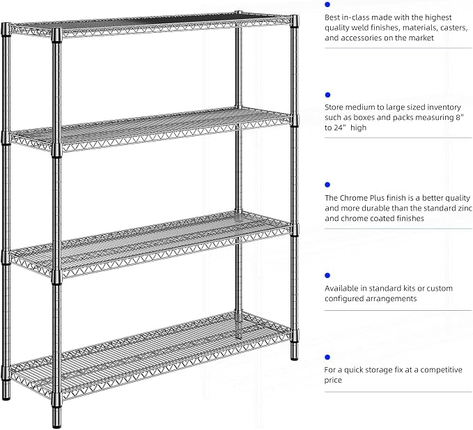 1760 LBs 4 Tier Storage Rack Metal Wire Shelving Unit, Storage Standing Shelf - Image 7