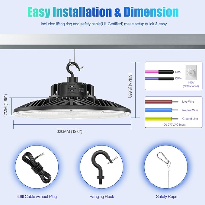 BBESTLED 3Pack UFO LED Low Bay Light 4000K 80W 100W 150W 21, 000Lumen 3000K - Image 5