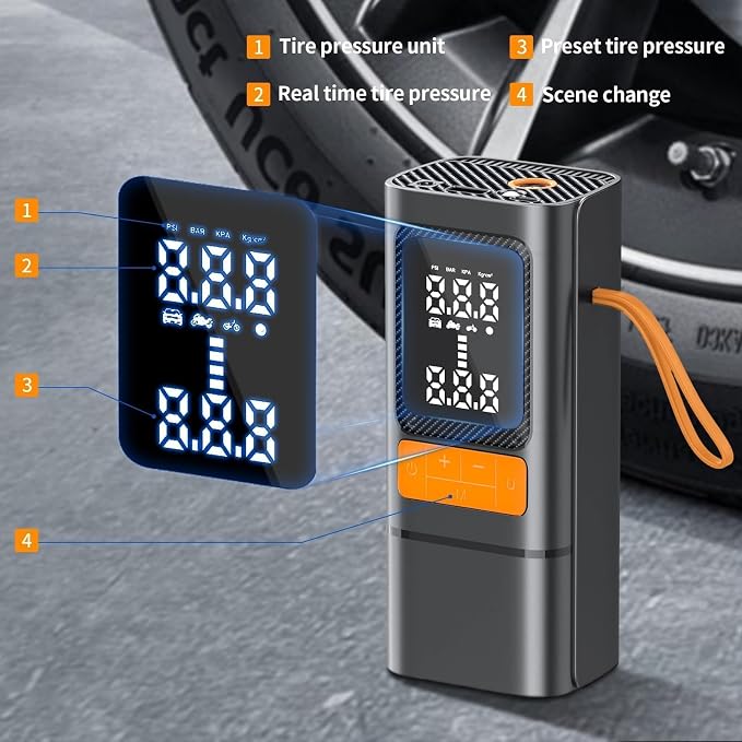 Tire Inflator, 150PSI Portable Air Compressor - Image 2