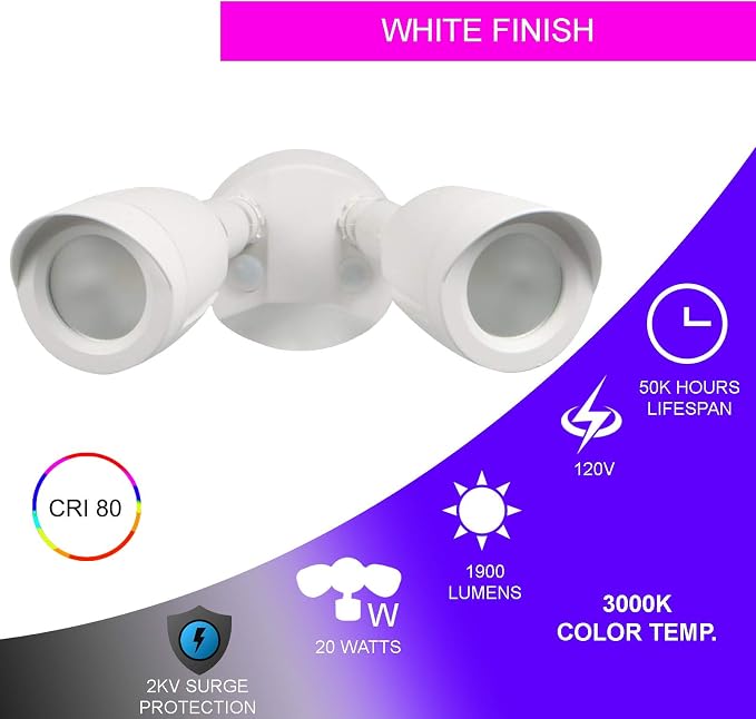 Ciata Flood Lights Outdoor, 20-Watt LED Bullet Head Security Flood Lights - Image 7
