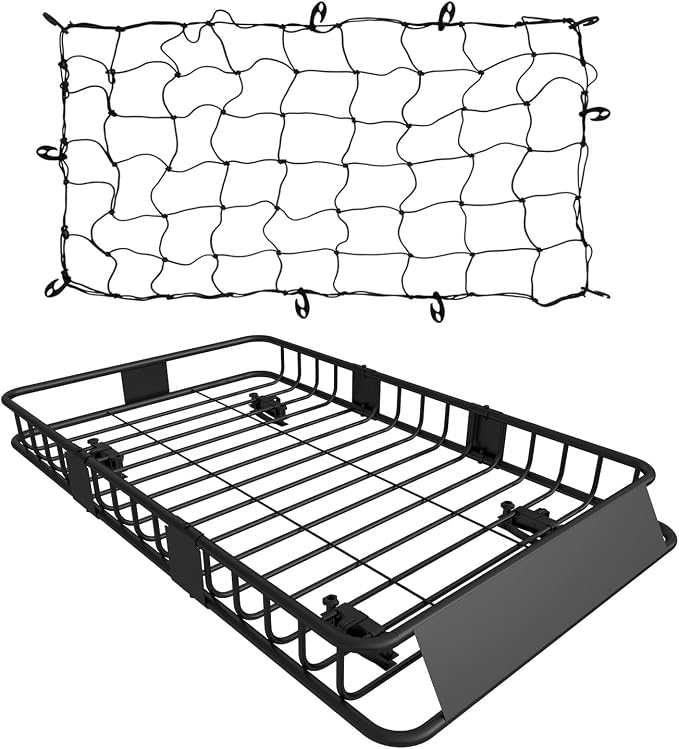 FORWODE 250LB Capacity Heavy Duty 64" x 39" x 6" Roof Rack Cargo Carrier Basket by FORWODE
