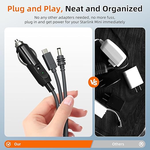Starlink Mini Power Cable 10FT, 3-in-1 USB-C to DC Car Power Cord, Cigarette - Image 4