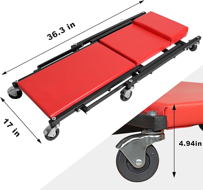 TCE 36" Rolling Foldable Automotive Creeper, 2-in-1 Garage Shop Creeper - Image 9