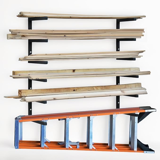 Wood Storage Racks with 3 Level, Garage Organizer Lumber Storage Rack Wall by BOLESHU