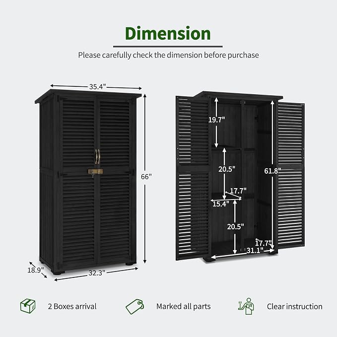 MCombo Outdoor Storage Cabinet, Wooden Storage Shed - Image 3