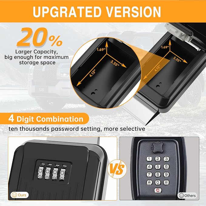 Car Window Lock Box for Turo, Car Key Lock Box, 4-Digit Combination Lockbox - Image 3
