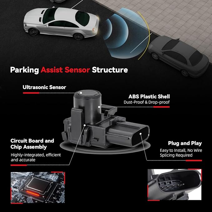 4pcs PDC Bumper Parking Aid Assist Sensor Backup Reverse Radar Replacement Kit - Image 3