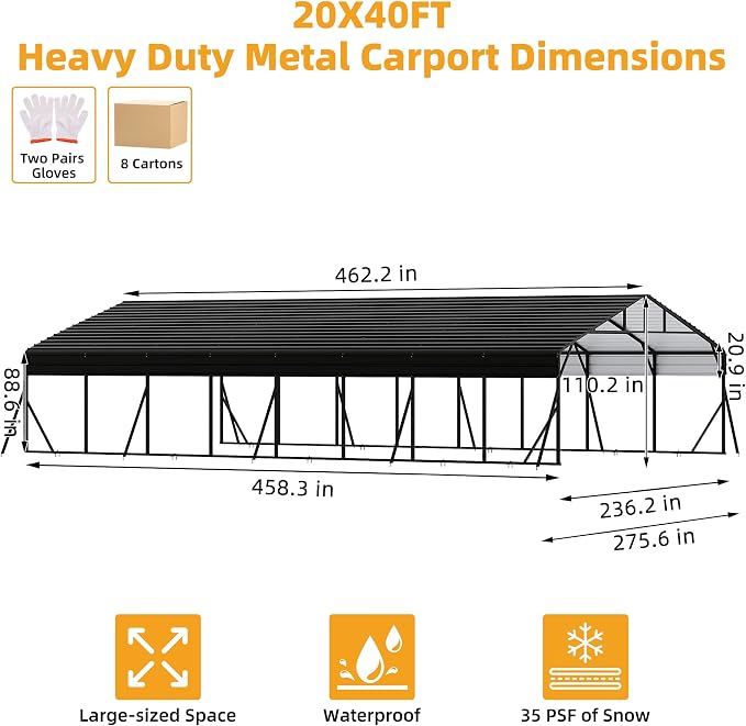 20x40FT Metal Carport Kits - Image 2