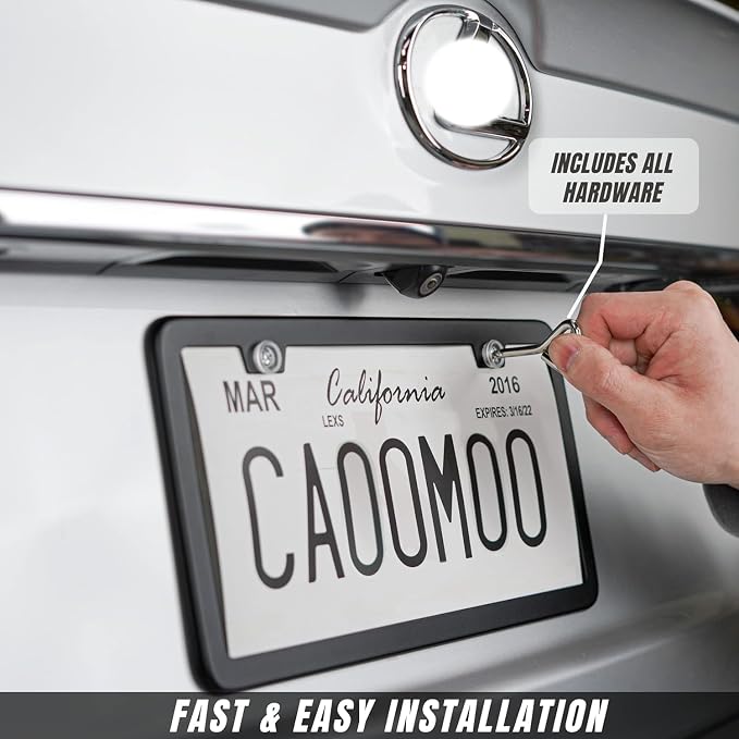 License Plate Frames, 2 Packs Front Rear Car Tags, Aluminum Alloy License Plate - Image 2
