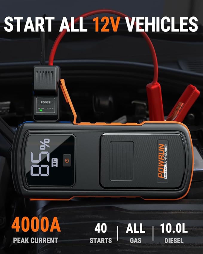 Powrun P-ONE MAX Jump Starter, 4000A Portable Jump Box, Car Jump Starter - Image 2