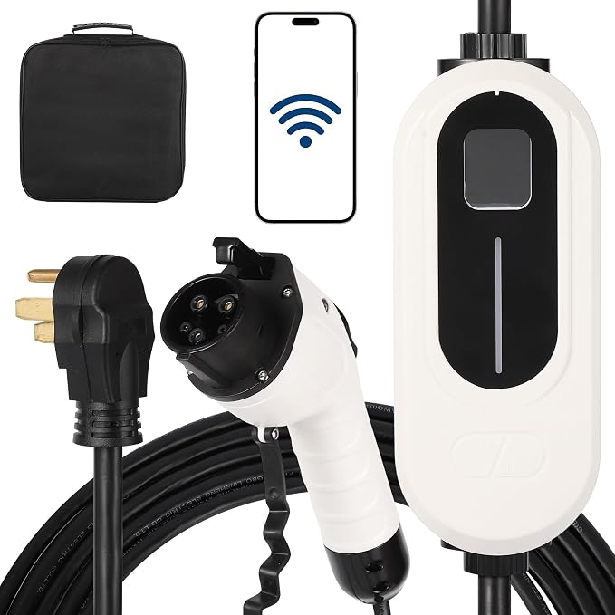 Level 2 EV Charger, 40A 240V Voltage, NEMA 14-50 Plug, 25ft Cable, Adjustable by GarveeTech