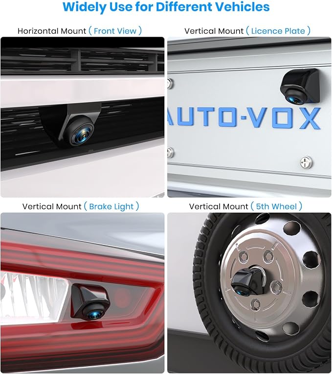 AUTO-VOX 180° Front/Backup Camera, OEM Mini Style, Screw-Free Easy Install - Image 6