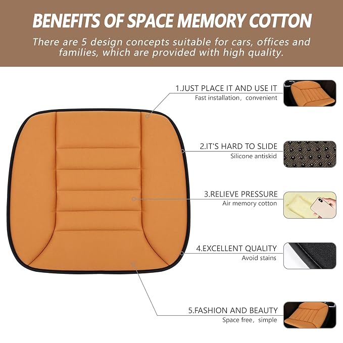 MYFAMIREA Car Seat Cushion Pad 1.2" Thick Comfort Seat Protector - Image 2