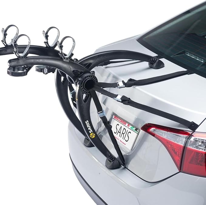 Saris Bones Car Trunk Bicycle Rack Carrier, Mounts 2 Bikes, Anti-Sway Straps by Saris