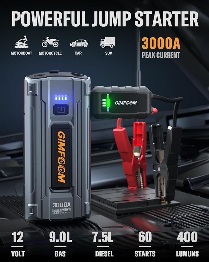 Car Jump Starter, 3000A Jump Starter Battery Pack - Image 2