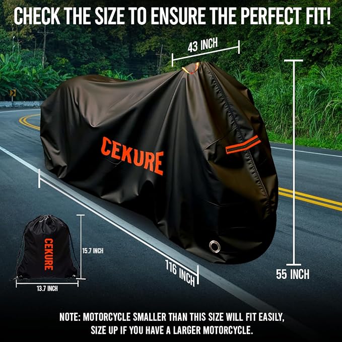Your Ride! Heavy Duty Motorcycle Cover Waterproof Outdoor 210 Oxford Fabric - Image 2