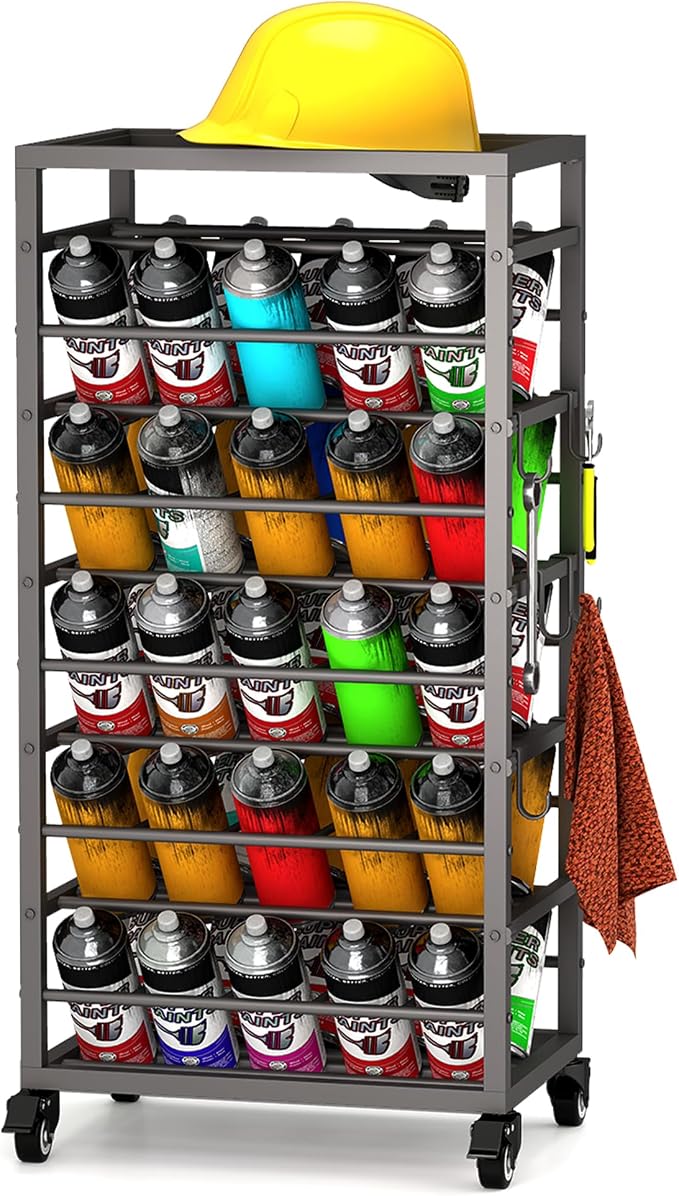 50 Can Spray Paint Rack Organizer, Metal Spray Paint Can Storage Holder by Gtouse