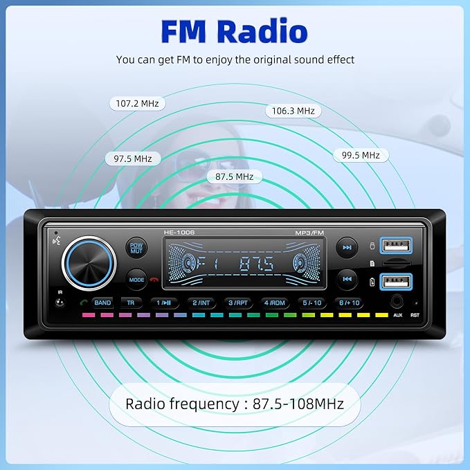 Single Din Bluetooth 5.0 Hands-Free Calling Car Stereo LCD Digital Display FM - Image 4