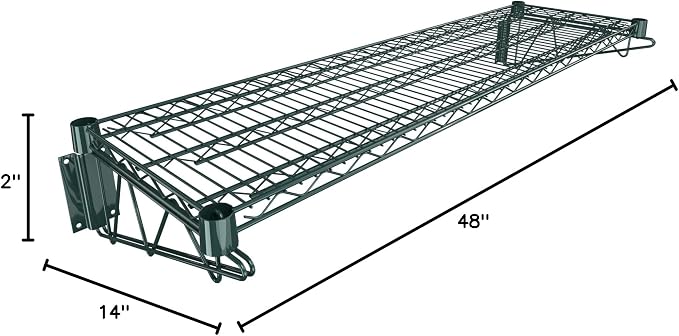 14" x 48" Green Epoxy Wire Wall Mount Shelf - Image 2