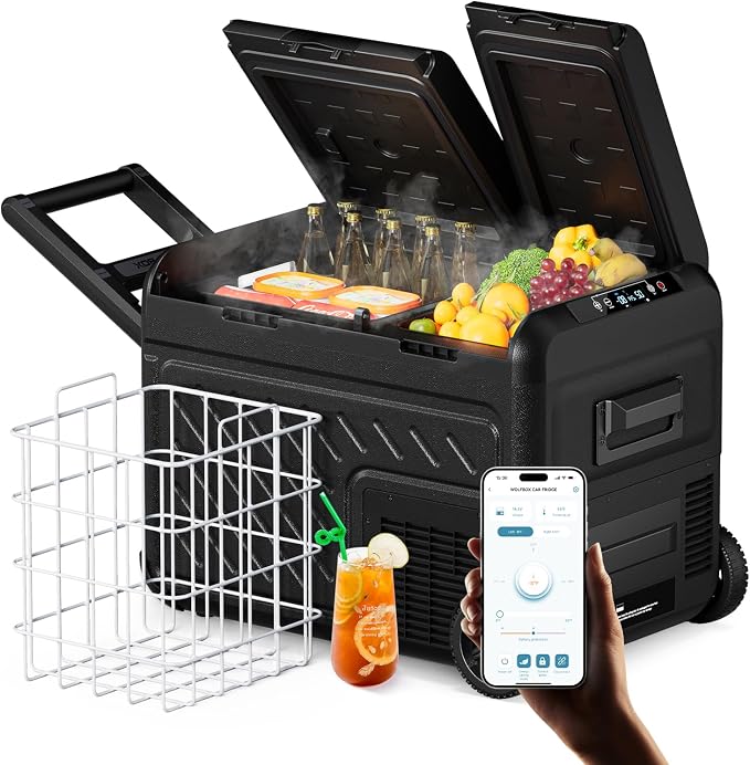 WOLFBOX 12V Car Refrigerator, 40 Quart Dual Zone Car Fridge, Portable Freezer by WOLFBOX