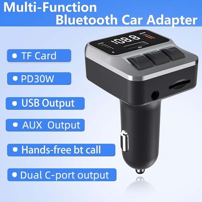 Bluetooth 5.3 FM Transmitter for Car, Handsfree Calling and Audio Receiver - Image 3