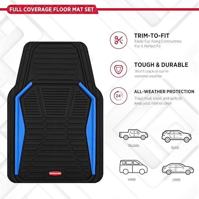 Rubbermaid Car Mat Full Set All-Weather Heavy-Duty 4 Pieces– Trim-to-Fit - Image 6