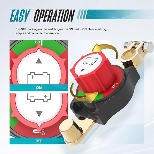 Top Post Battery Disconnect Switch On/Off 275A 12-48V Battery Power Cut Off - Image 5