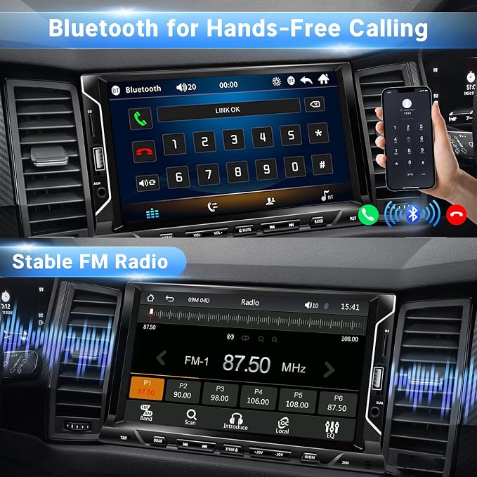 7 Inch Double Din Car Stereo Support Apple CarPlay Android Auto Mirror Link - Image 4