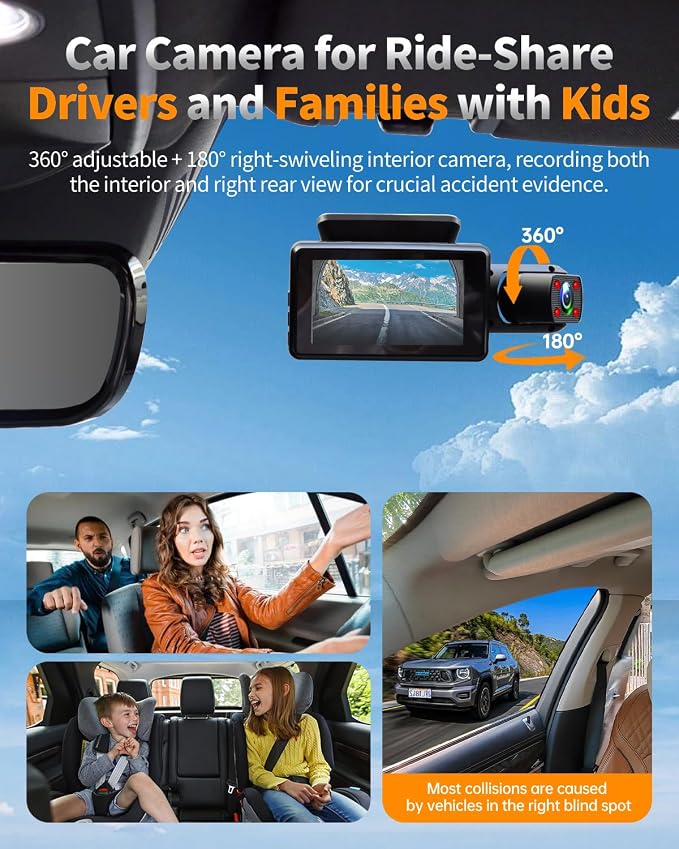 2.5K+1080P Dual Dash Cam Front and Inside, WiFi & GPS Dash Camera - Image 4