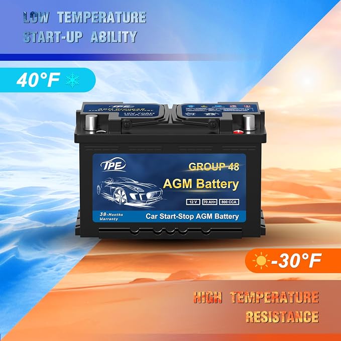 TPE AGM Battery BCI Group 48, Maintenance Free 12V 70Ah, H6 Size, Automotive - Image 3