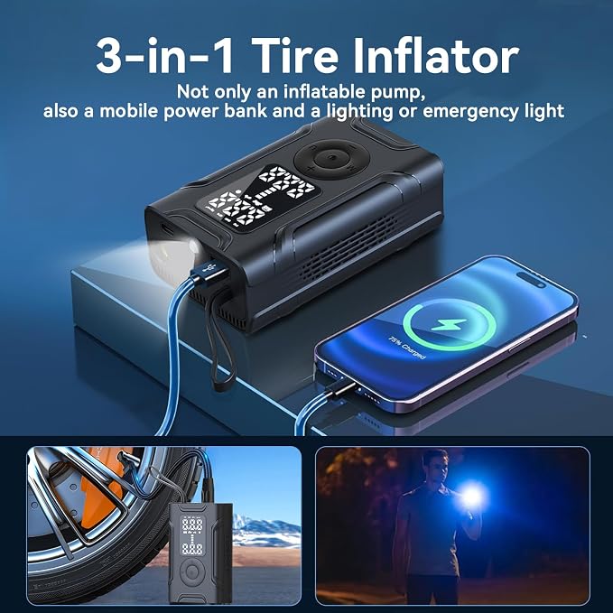 Tire Inflator Portable Air Compressor, Air Pump - Image 5