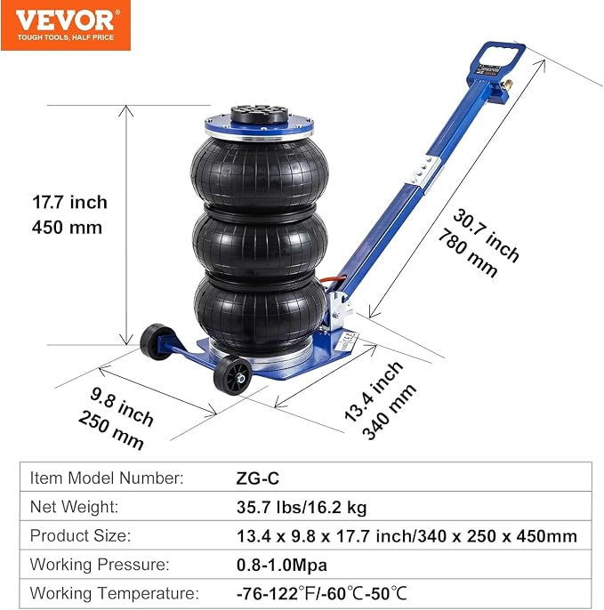 VEVOR Air Jack, 3 Ton/6600 lbs Triple Bag Air Jack, Airbag Jack - Image 7