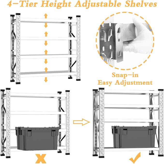 KINGBO 59"W Garage Shelving 3500LBS Heavy Duty Garage Shelving Units and - Image 3