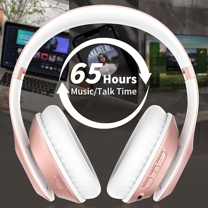 Wireless Bluetooth Headphones Over Ear 65H Playtime HiFi Stereo Headset - Image 3
