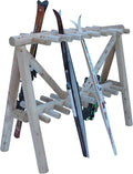 21-Place Freestanding Log Ski Rack Holder, Indoor & Outdoor Snowboard Racks by LogKayakRack