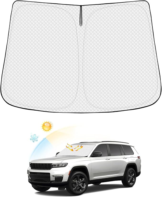 Windshield Sun Shade for Jeep Grand Cherokee/Grand Cherokee L 2021-2026 by Canvcle