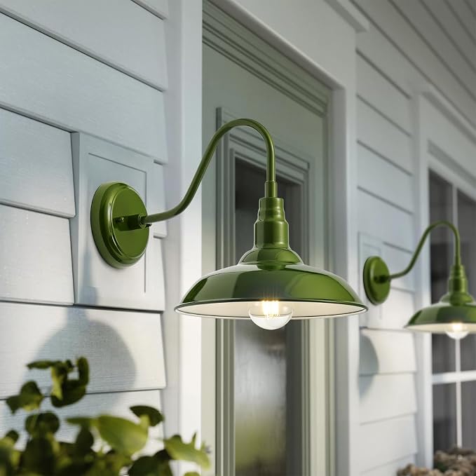14in Outdoor Gooseneck Lights for Farmhouse, Barn Style Goose Neck Wall Light - Image 8