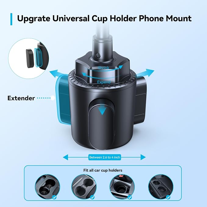 TECKNET Universal Car Cup Phone Holder – Adjustable Cradle Car Mount - Image 4