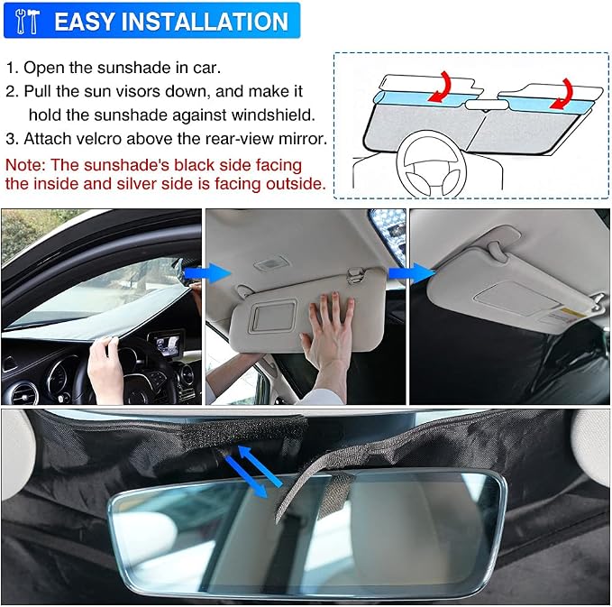T TGBROS Windshield Sun Shade Custom Fit - Image 7