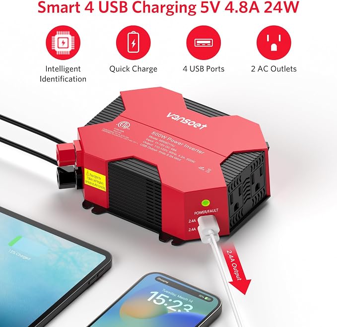 500 Watt Car Power Inverter DC 12V to AC 110V Car Plug Inverter Adapter Power - Image 2