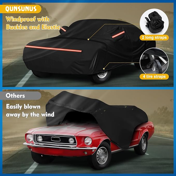 QUNSUNUS 6 Layer Car Cover for Ford Mustang 1964-1968 Waterproof All Weather - Image 5
