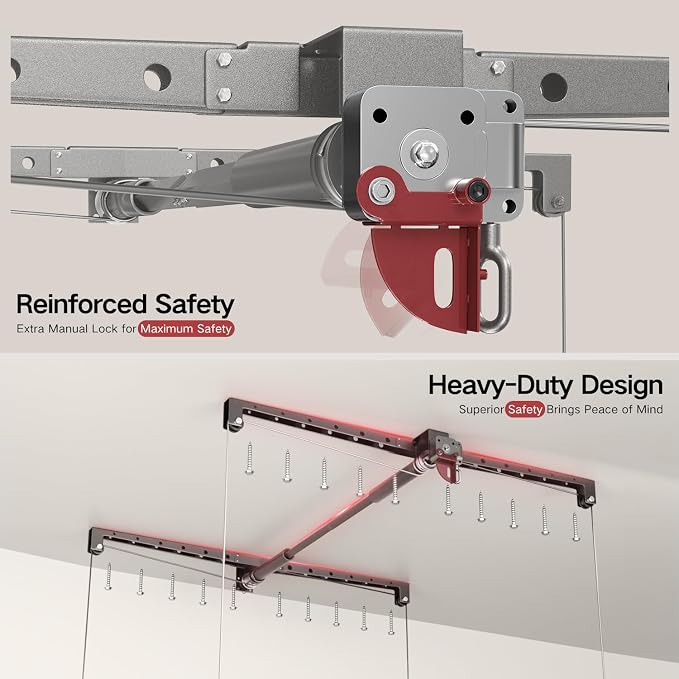 Overhead Garage Storage Lift, Adjustable Heavy-duty 4x4 Ft Ceiling Racks - Image 4
