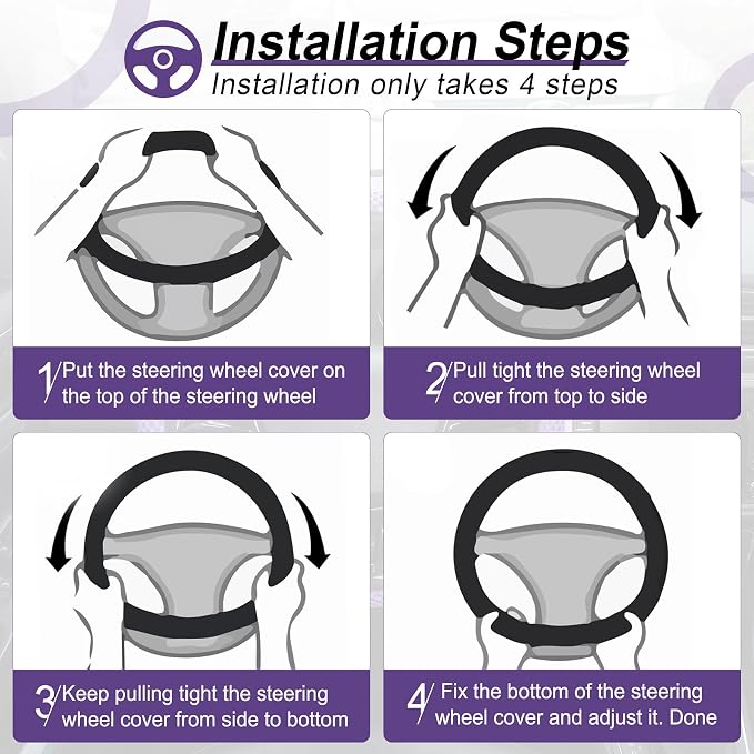 alpmosn Elastic Stretch Steering Wheel Cover, Universal Interior Accessories - Image 4