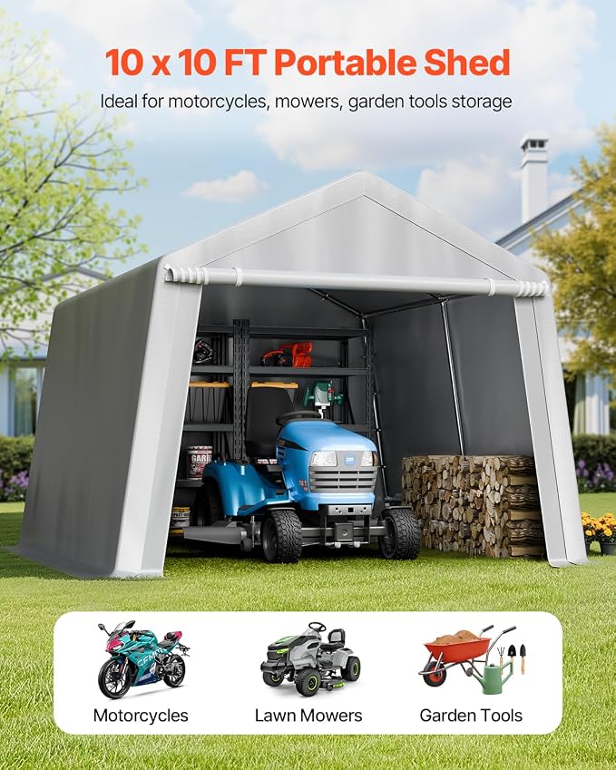 VEVOR Outdoor Storage Shed, 10 x 10 ft Portable Storage Tent - Image 2