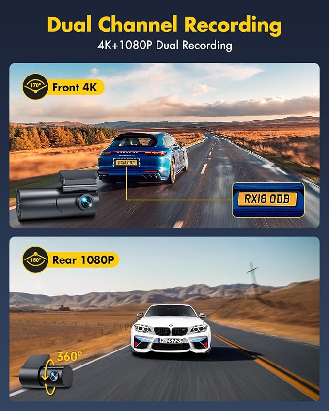 GKU Dash Cam Front and Rear Camera – 4K+1080P Dual Dash Camera - Image 2
